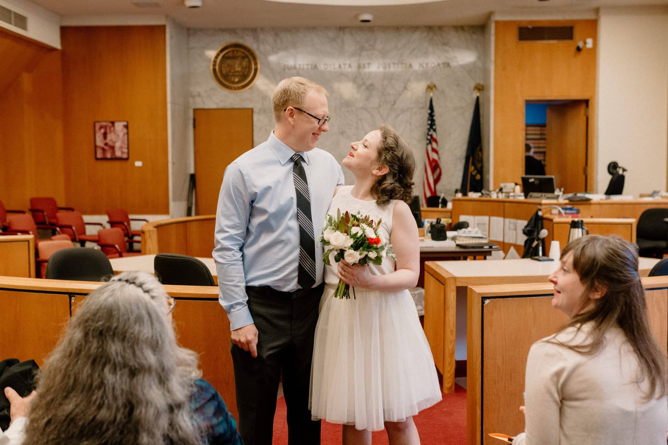 A Portland courthouse elopement ceremony at the Multnomah County Courthouse.