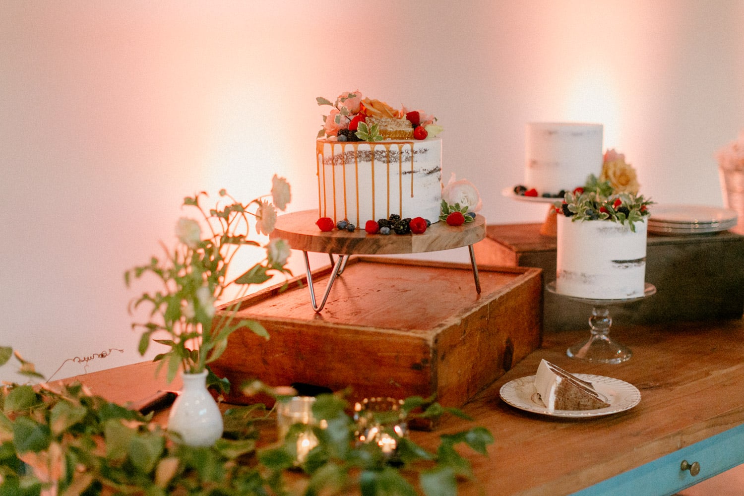 A display of wedding cakes and desserts at Everett West in Portland, OR.