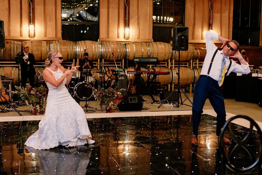 A father daughter dance at an Abbey Road Farm wedding.